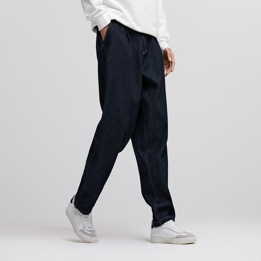 森马牛仔裤男冬季加厚宽松锥形裤青年百搭半松紧腰长裤深色裤子潮 商品图2