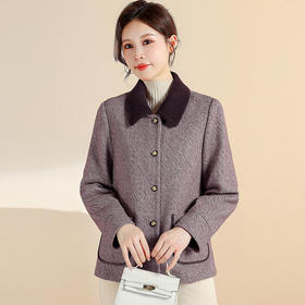 QYM CS25D87-Y时尚外套仿貂绒毛呢外套宽松加厚保暖上衣