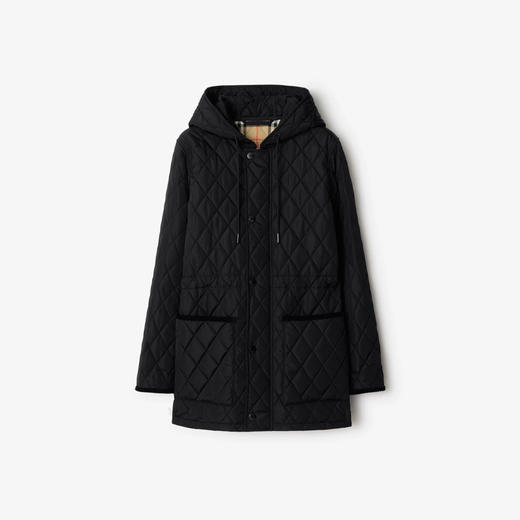 BURBERRY 巴宝莉 女士马术骑士徽标标签绗缝尼龙派克棉服 黑色 8110531 C1900 商品图0