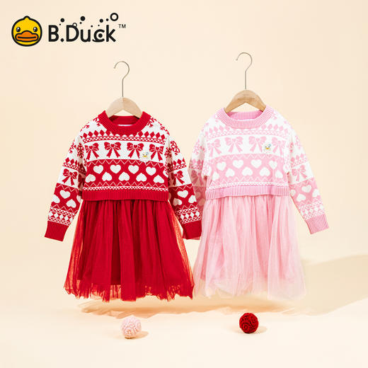 B.Duck小黄鸭童装冬季纱裙针织连衣裙105-150码 FF5680902 商品图1