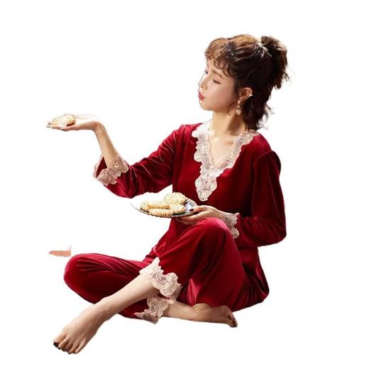 高定年代【金丝绒情侣家居服】男女两件套加厚秋冬加绒简约轻奢高级感睡衣 商品图4