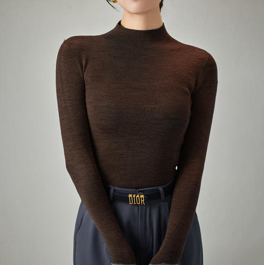 半身缘女装 秋季修身一体纺织半高领羊毛衫253113M01240058 商品图2