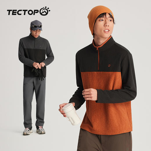 探拓户外保暖抓绒衣男女款冲锋衣内胆打底衫登山徒步立领长袖T恤 商品图1