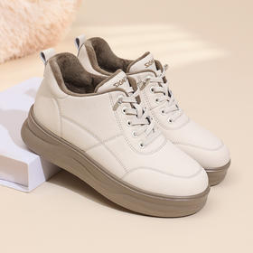 信诺2025冬季新款百搭小白鞋软底舒适棉鞋运动休闲妈妈鞋5M653-15TD