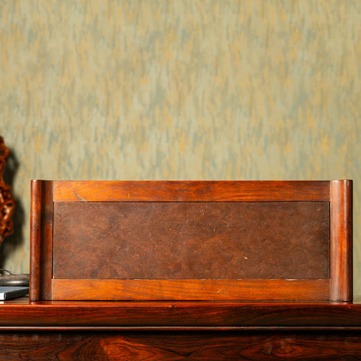 清	黄花梨镶瘿木面束腰三弯腿翘头案中案摆件 商品图2