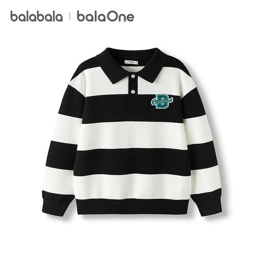 巴拉巴拉balaOne童装儿童毛衣男童2025秋季新款毛衫女童撞色条纹 商品图4