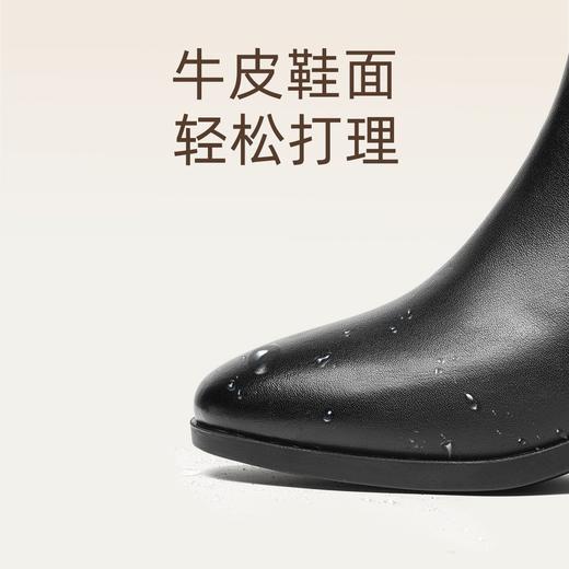 信诺妈妈鞋中老年气质粗跟短靴2025冬季新款加绒保暖棉鞋真皮女鞋5M519-17D 商品图8