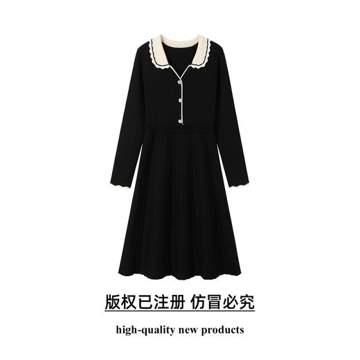 奢姿大码女装2025秋季胖妹妹时尚减龄花边设计娃娃领针织连衣裙9853891000 商品图0