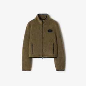 BURBERRY 巴宝莉 女士马术骑士徽标贴片短款绒头夹克外套 灰色 8109274 C3188