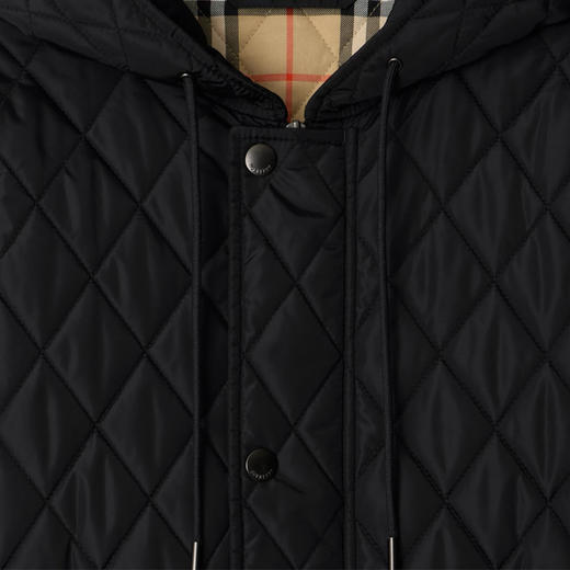 BURBERRY 巴宝莉 女士马术骑士徽标标签绗缝尼龙派克棉服 黑色 8110531 C1900 商品图2