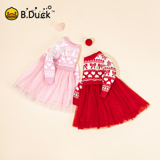 B.Duck小黄鸭童装冬季纱裙针织连衣裙105-150码 FF5680902 商品图0