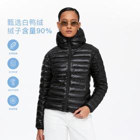 oneup亮面修身排骨连帽羽绒