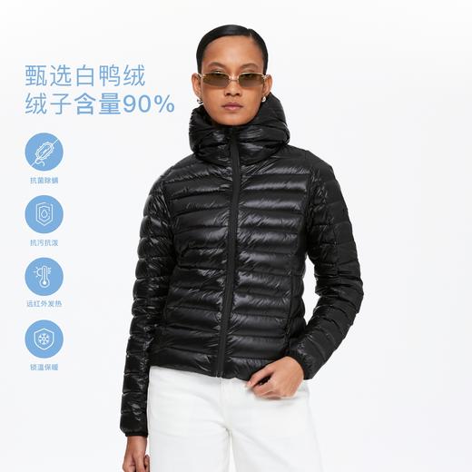 oneup亮面修身排骨连帽羽绒 商品图0