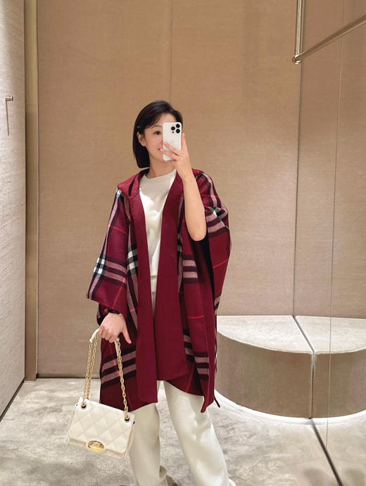 巴宝莉 双面羊绒连帽斗篷 格纹款（ZT*DSX） 商品图8