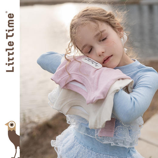 littletime女童打底衫2025秋冬新款儿童花边领长袖T恤女春秋上衣 商品图1