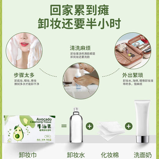 【9.9到手30片❗️牛油果卸妆湿巾】一张卸全脸「卸妆更养肤」告别繁琐 一“布”到位，清护合一呵护肌肤，单片独立包装温和，旅游懒人清洁卸妆巾L 商品图2