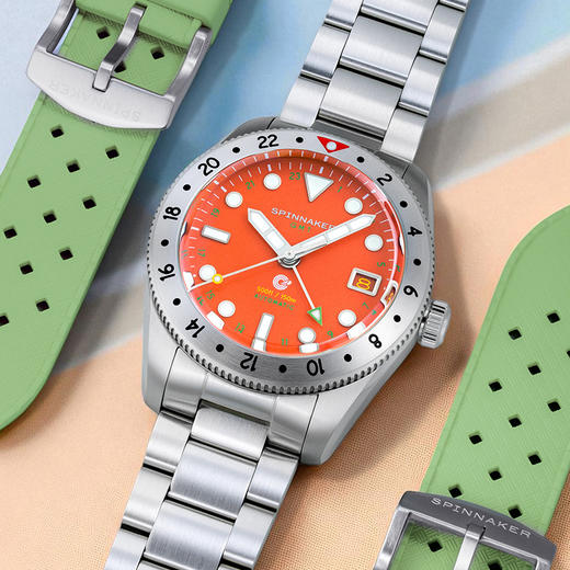 SPINNAKER三角帆39毫米复古GMT两地时自动机械手表5157夜光防水 商品图1