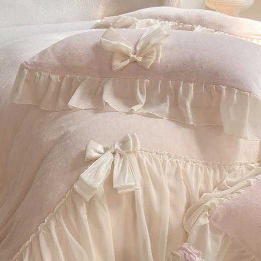 【牛奶绒床裙仙女粉色加绒加厚四件套】冬季法式仙女粉色加绒加厚四件套公主风毛绒被套珊瑚 商品图3