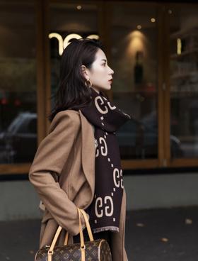 古驰 双面双色提花真丝羊毛围巾（DSX）