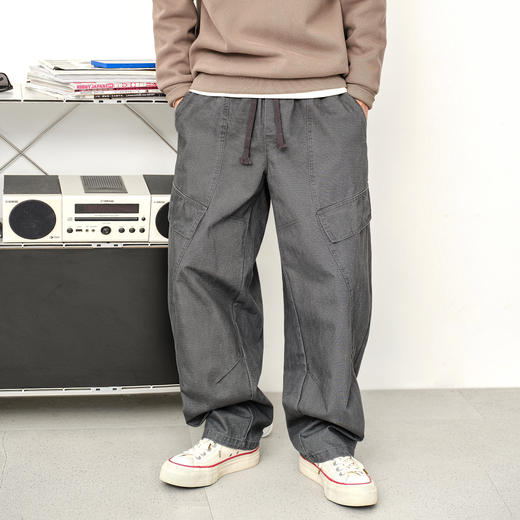 徐太浪【立体裁剪 多口袋】工装裤男秋冬宽松直筒休闲裤灰色裤子 商品图0