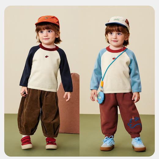 迷你巴拉男女童毛衣2025冬新品宝宝插肩袖毛衫婴儿针织衫内搭 商品图2