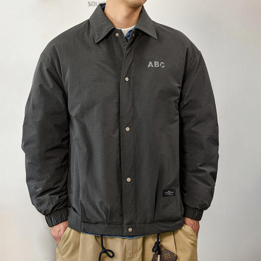 徐太浪【字母印花 夹克式】翻领羽绒服男冬季大码黑色防寒服外套 商品图1