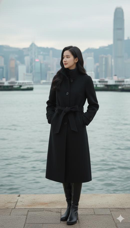 插肩袖小翻领长款大衣 商品图2