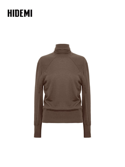 HIDEMI 进口澳洲美利奴羊毛立体双层拼接宽肩小头神器高领可外穿半宽松打底毛衣 商品图13