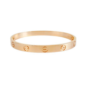 【天然正品】AU750玫瑰金简约时尚高定定制款LOVE手镯18号（皆取最大值）女士191025NJS36现售价：25800