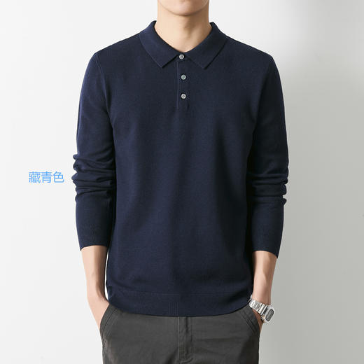 【秋冬服饰丨男士针织polo衫】面料亲肤舒适，高密螺纹POLO领口设计，经典简约，修饰脸型，织法细腻，平整自然，久穿不变形，多场景都适合，多种颜色可选~ 商品图1