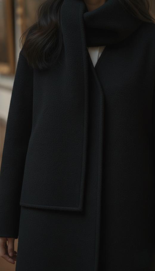 无领围巾款珠边双面手工短大衣 商品图6