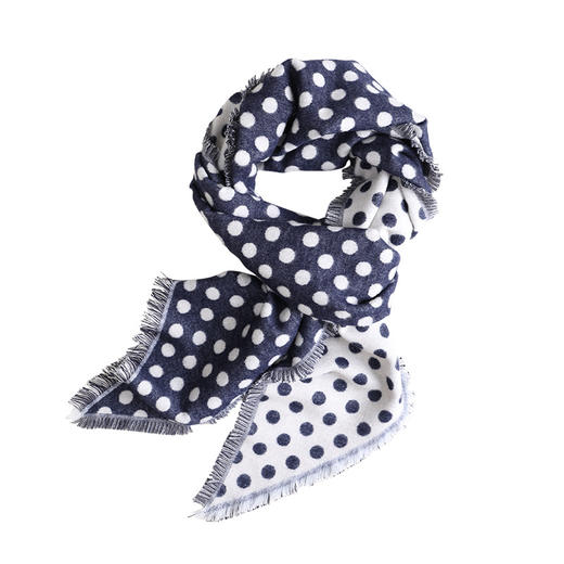 Lagur万年波点！双面加厚精纺羊毛围巾细窄长条女冬季高级感围脖 商品图4