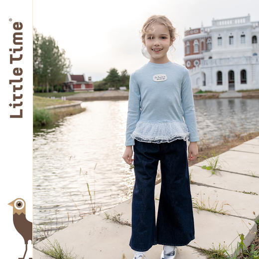 littletime女童打底衫2025秋冬新款儿童花边领长袖T恤女春秋上衣 商品图2