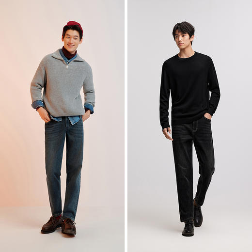 森柔|森马牛仔裤男冬季弹力磨毛锥形裤基础百搭通勤裤子水洗长裤 商品图4
