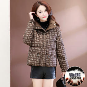 QYM 39D25906-Y数字花羽绒服加厚保暖白鸭绒羽绒服外套