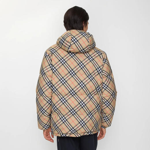 BURBERRY 巴宝莉 男士马术骑士徽标贴片双面格纹连帽羽绒服 格子 8110215 B9368 商品图3
