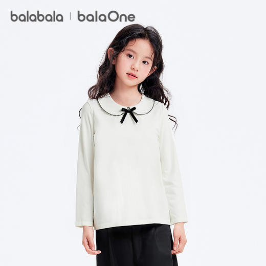 巴拉巴拉balaOne女童长袖t恤儿童2025新款秋甜美娃娃领内搭上衣萌 商品图0