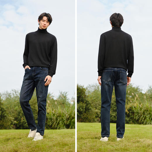 森柔牛仔|森马牛仔裤男款磨毛小脚裤子通勤基础百搭冬季长裤青年 商品图4