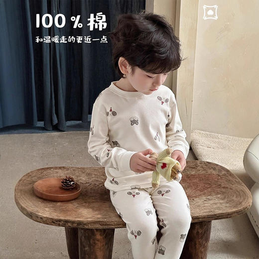 天然有机棉～90-180码 儿童零敏衣保暖套装 秋衣秋裤儿童家居服全棉保暖衣 柔软贴肤抗静电 商品图1