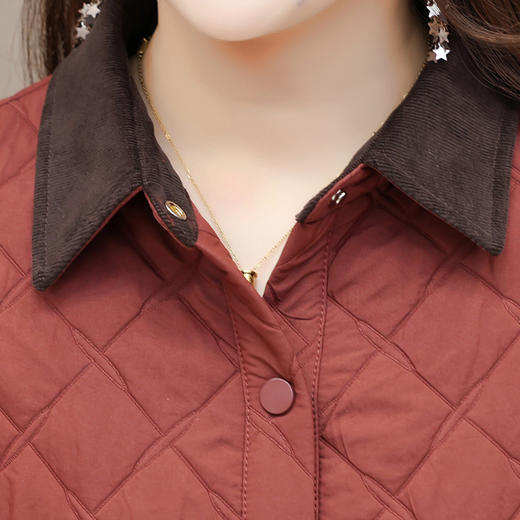 QYM 79C2455-Y小香风夹棉外套宽松休闲衬衣领棉衣外套 商品图3