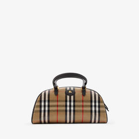 BURBERRY 巴宝莉 女士马术骑士徽标贴片高地保龄球包 格子 8112343 B9368