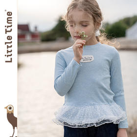 littletime女童打底衫2025秋冬新款儿童花边领长袖T恤女春秋上衣