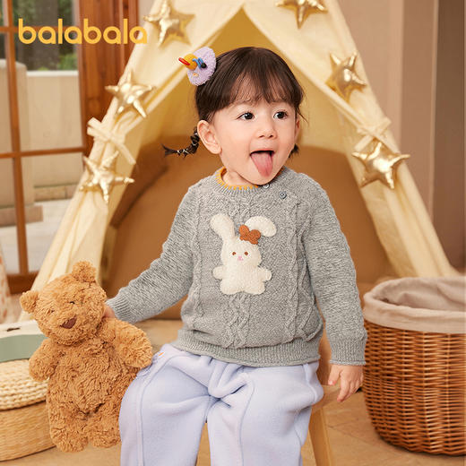 【商场同款】巴拉巴拉儿童毛衫女童绞花针织衫秋冬2025新款毛衣 商品图0