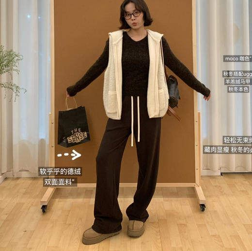 Moc*o 秋冬德绒boxyfit松紧高腰休闲裤卫裤102403 商品图6