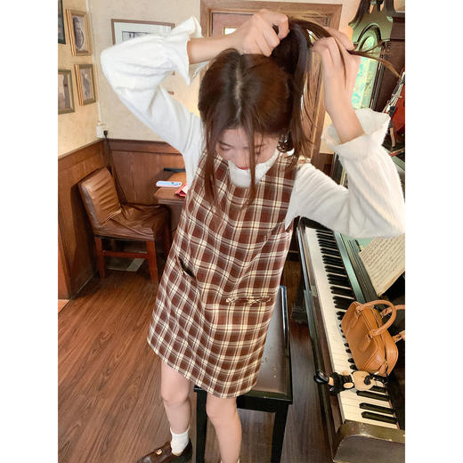 【169元任选2件】现货！红咖格子背心裙 商品图2