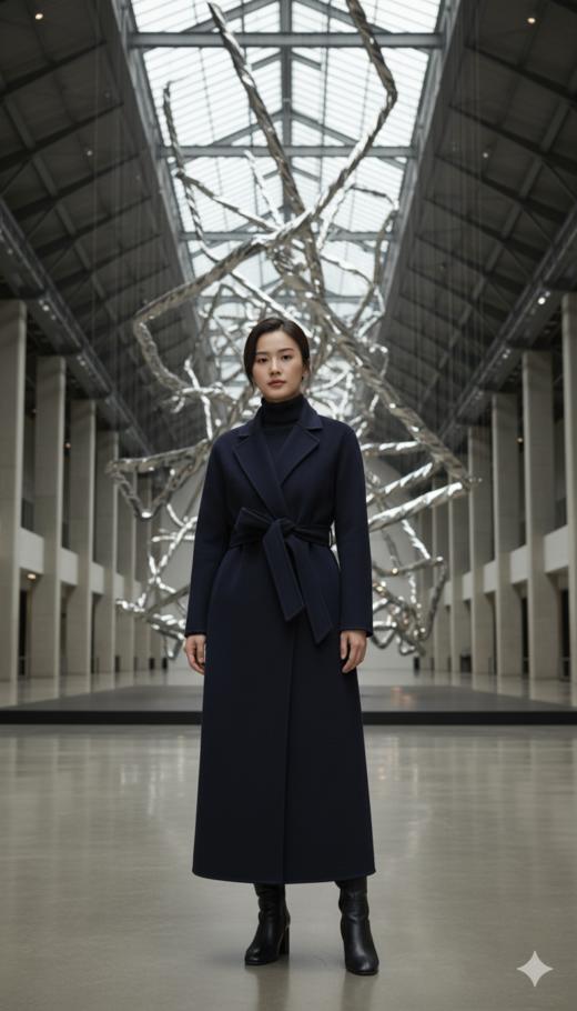 设计女王大摆双面手工超长腰带大衣 商品图5