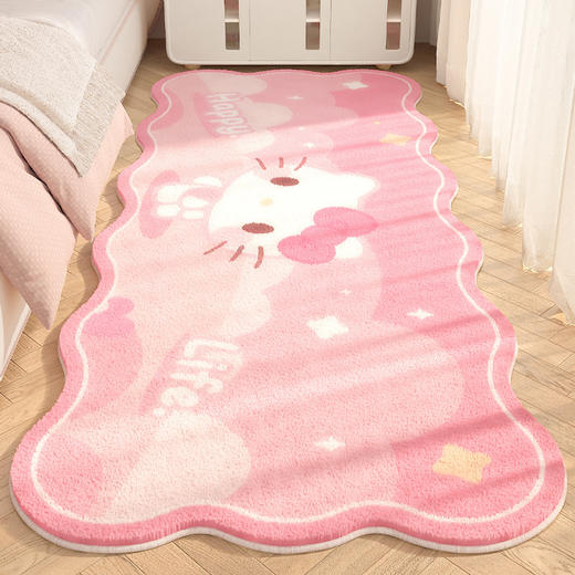 卡通异形仿羊绒防滑地毯少女卧室装饰易打理床边毯柔软隔凉飘窗垫 商品图3