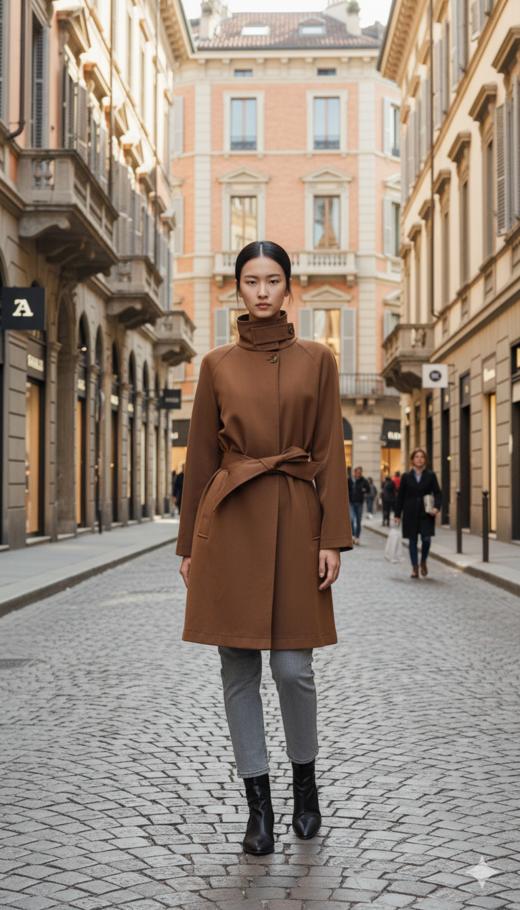 立领A摆显瘦减龄短款风衣 商品图0