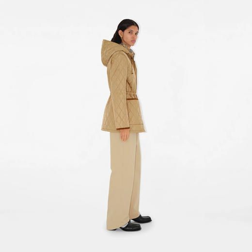 BURBERRY 巴宝莉 女士绗缝尼龙派克大衣棉服 卡其色 8113254 B8626 商品图4
