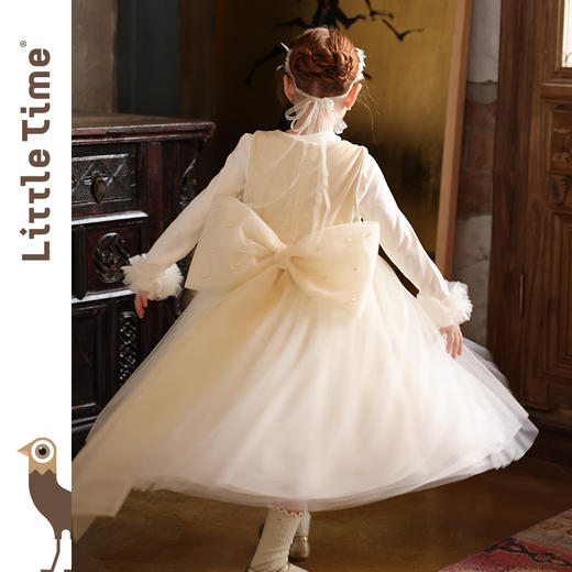 littletime女童连衣裙2025秋冬新款儿童洋气网纱公主裙女宝宝裙子 商品图1